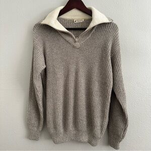 Killa Sumaq 100% Alpaca Pullover Sweater Women’s Small Tan Ribbed Knit Cottage